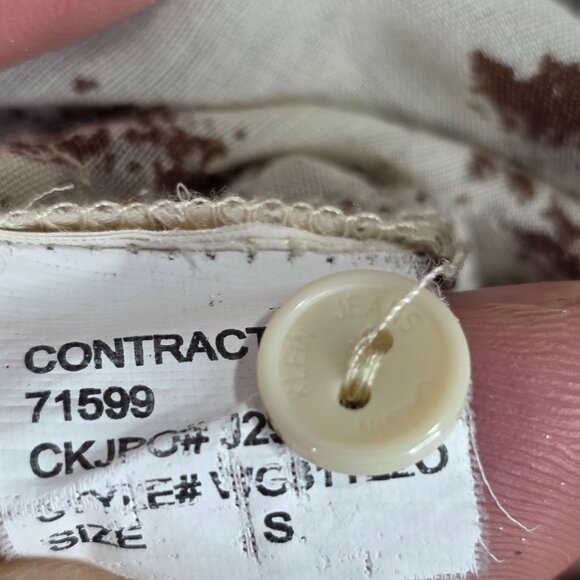 Womens Calvin Klein Jeans Brown & Beige Snake Print Blouse V-Neck 3/4 Sleeves S - Picture 3 of 7